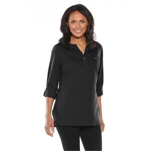Coolibar Sun Protection UPF 50+ Black Long Sleeve Tunic Shirt Womens Medium‎